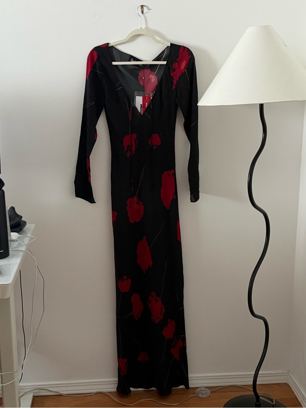 Realisation Par Black Maxi Dress with Red Floral Print